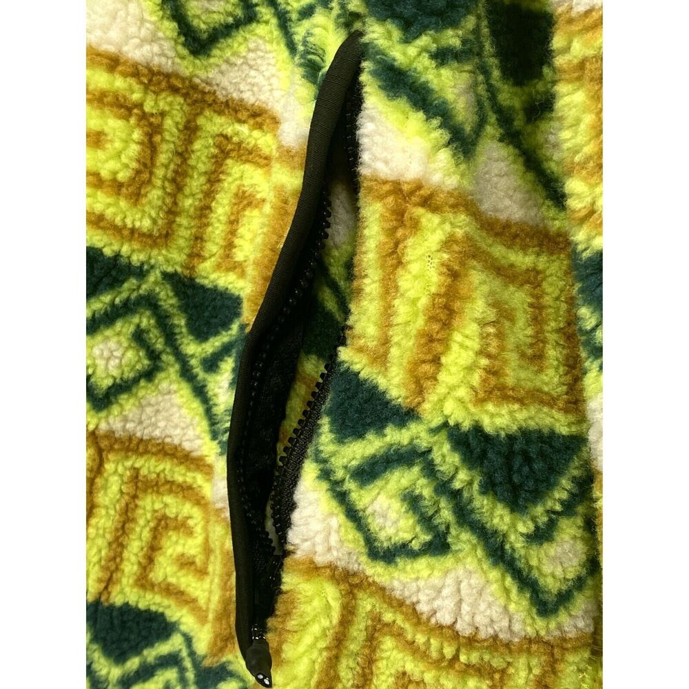 American Eagle Medium Jacket Sherpa Fleece Southwest Print Green Yellow Unisex - Picture 9 of 11